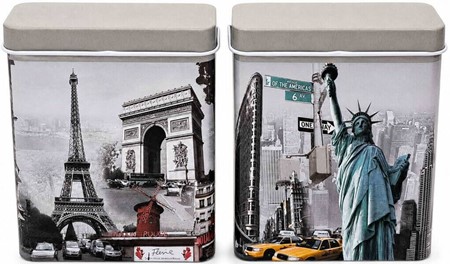 Stilfuldt cigaret etui metal. Sæt med Paris og New York design. 2 stk.