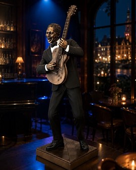 Jazzguitarist figur i bronze – Unik gave til ham der elsker musik