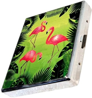 Stilfuldt cigaretetui metal. Beskyt 20 cigaretter med flamingo-design