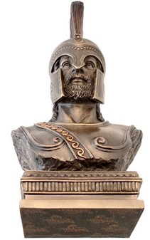 GAVE TIL BEDSTE VEN. Bronze buste af spartansk kriger i korinth hjelm