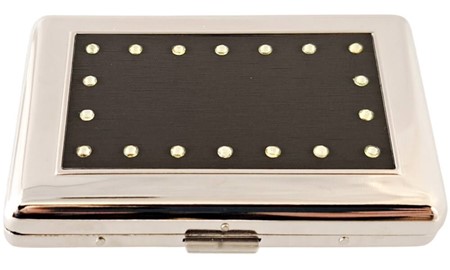 Elegant cigaret etui med kortplads og Swarovski-krystaller