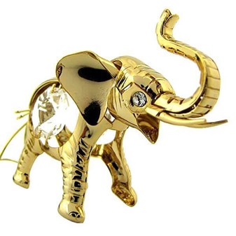 GAVEIDEER VALENTINSDAG. Forgyldt elefant med 4 Swarovski krystaller