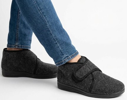 Filt Hjemmesko Herre. Med Velcro og gummisål - til unge og ældre mænd