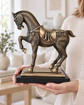 Gave til Rytter. Bronze Hestefigur. Symbol på Styrke, Frihed, Skønhed