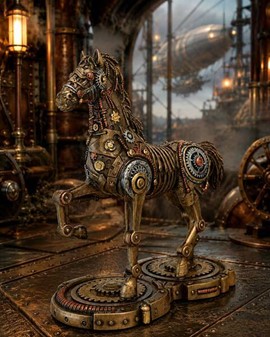 Enestående Steampunk Hest: Unik Bronze Kunst – Drømmenes Mekanik!