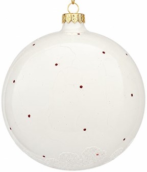 KATTE JULEPYNT. Stor julekugler i hvid med fire katte. Ø 15 cm