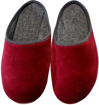 BILLIGE HERRE SUTSKO. Mørkerød filt-velour hjemmesko. Kun139 kr