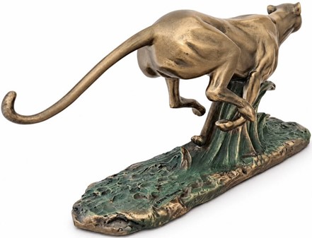 Bronze figur af gepard på flugt. Fænomenal pynt til hjemmet og kontor