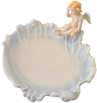 JULEBORD DEKORATION. Elegant porcelæn tallerken med englemotiv