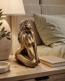 BRONZEFIGUR KVINDE. En skøn nøgen pige skulptur som pynt til hjemmet