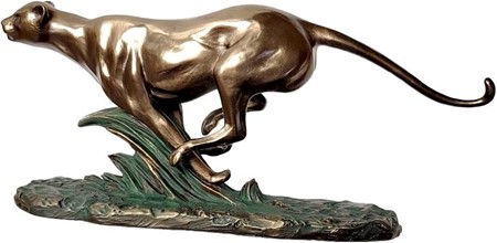 Bronze figur af gepard på flugt. Fænomenal pynt til hjemmet og kontor