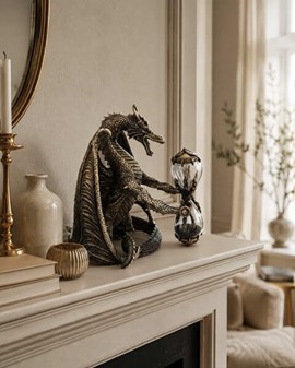 TIMEGLAS. Unik Veronese skulptur af dragen med timeglas i hænderne