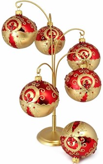 Fang julens lys: Rød-guld glas julekugler med Swarovski krystaller