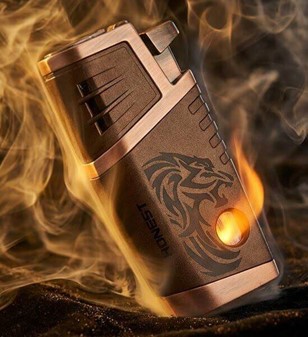 Cigar Lighter. Kobber stormlighter med dobbelt Jet flamme og punch