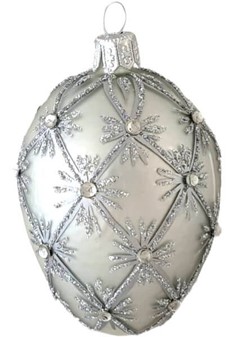 Udsøgte Fabergé-stil glasægpynt. ægformede julekugle i sølv. H 9 cm