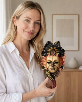 DEKORATION TIL VÆGGEN. Eksklusiv Venetiansk Ugle Maske i Bronze