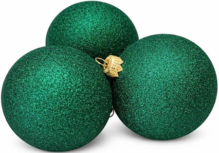 Ekstremt grønne, skinnende med glitter glas julekugler, Ø 8 cm 6 stk