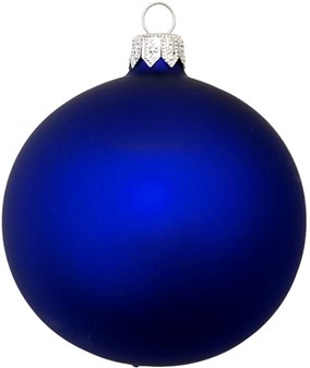 Spektakulær polske glas julekugler i intens blå mat, Ø 8 cm 6 stk