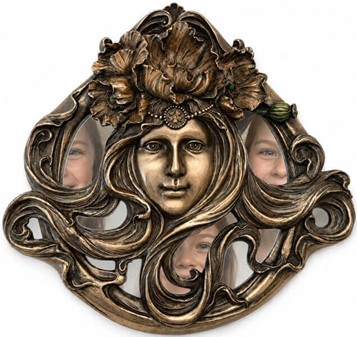 VÆGPYNT. Fantastisk dekorative Art Nouveau spejl med kvindes ansigt