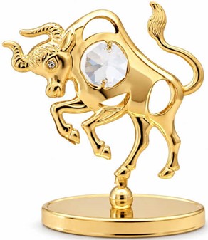STJERNETEGN FIGUR TYR. Forgyldt og indlagt Swarovski Krystaller