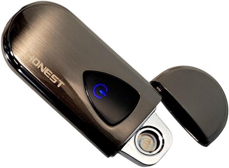 Elegant USB-lighter i sort - Vindtæt, genopladelig og miljøvenlig.