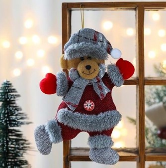 Juletræsophæng. Julemand, bamse og rensdyr i julekostumer. H: 17 cm