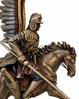 Udsøgt bronze figur af Hussar, polsk kriger på heste. God gave til ham