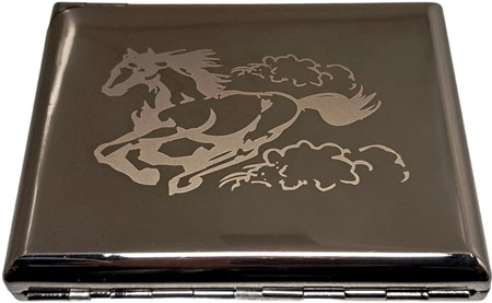 Elegant Grafitfarvet Cigaret Etui med Indbygget Lighter