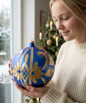 Stor Julekugle Blå. Et Uundværlig Element til Din Julepynt, Ø 15 cm