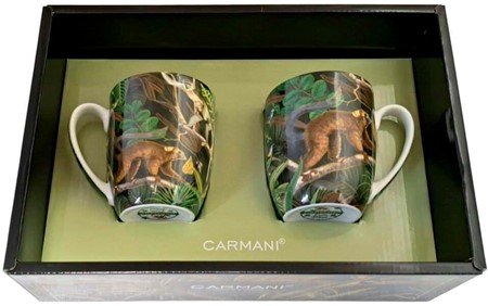 KOPPER MED BILLEDE. To kopper i eksotisk humør. Junglemotiv og lemurer