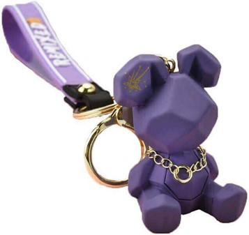 Violet Geometrisk Bamse Nøglering - Billig og Sjov Bilnøgle Dekoration