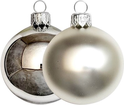 Billige, sølv juletræskugler glas fra polen, mat og blank. Ø 3 & 6 cm