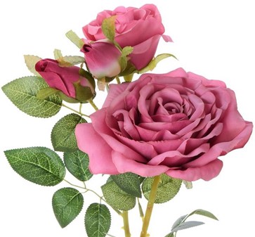 Billige, langstilkede lyserøde kunstige roser af satin, 70 cm lange
