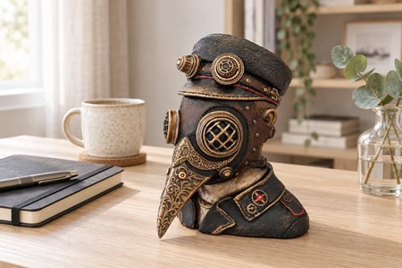 DEKORATION TIL STUEN. Impossant figur af Pestlægen i Steampunk stil