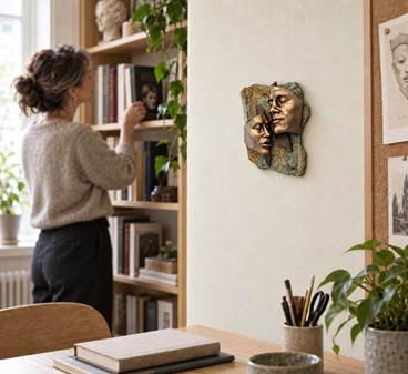Evig kærlighed i sten – Skulptur Der Forbinder Sjæle På Væggen
