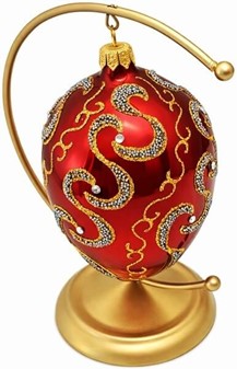 Rigt dekoreret specielle julekugler. Glas bordeaux skinnende æg. 13 cm