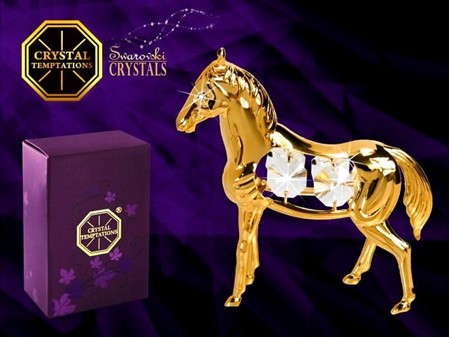 DEN ARABISKE HEST. Flot forgyld figurine med 6 Swarovski krystaller