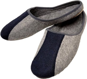 HERRE TØFLER. Billige, filtede grå-marineblå slippers mænd