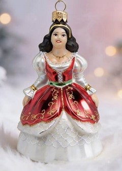 Unik julepynt. Flot glasfigur prinsesse at hænge på juletræet. 16 cm