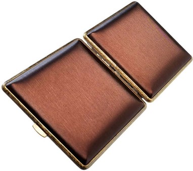Elegant brunt cigaretetui i metal til 18 stk. - Holdbart & stilfuldt