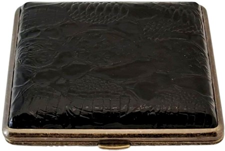 Elegant Sort Kunstlæder Cigaret etui til 20 King Size Cigaretter