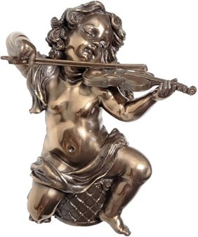 PERFEKT JULEGAVER. Smuk bronze figur af en engle spiller violin