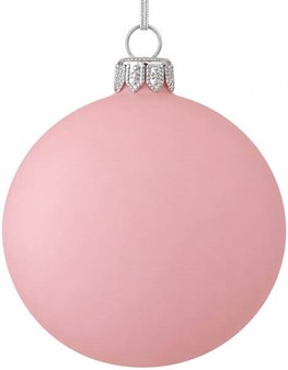 Spektakulær polske glas julekugler i mat pulverrosa, Ø 8 cm 6 stk
