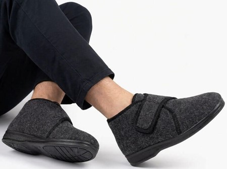 Filt Hjemmesko Herre. Med Velcro og gummisål - til unge og ældre mænd