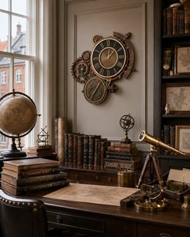 PYNT TIL VÆGGEN. Steampunk astrolabe enestående vægur. Perfekt gave
