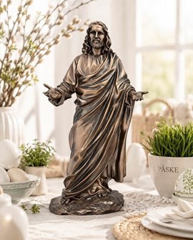 JESUS FIGUR. Katolske, religiøs julegaveide i form Kristus bronzefigur