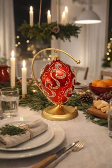 Rigt dekoreret specielle julekugler. Glas bordeaux skinnende æg. 13 cm