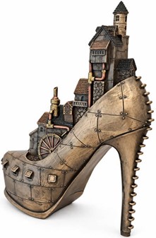 Steampunk sko-skulptur – Fantastisk by møder victoriansk maskineri
