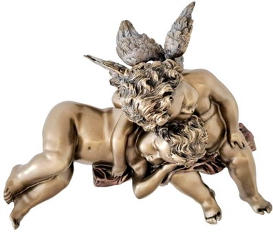 JULEGAVE IDEER TIL HENDE. Smuk bronzefigur af sovende to engle