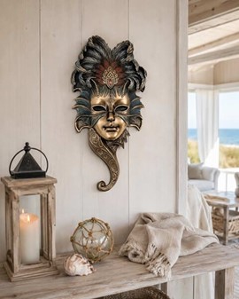 BILLIG VÆGDEKORATION. Bronzebelagt venetianske maske, bolig ting